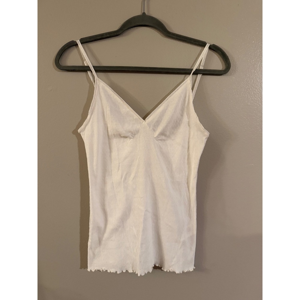 We The Free Free People Ribbed Lace Trim Camisole Clean Ivory OB2312957 Large